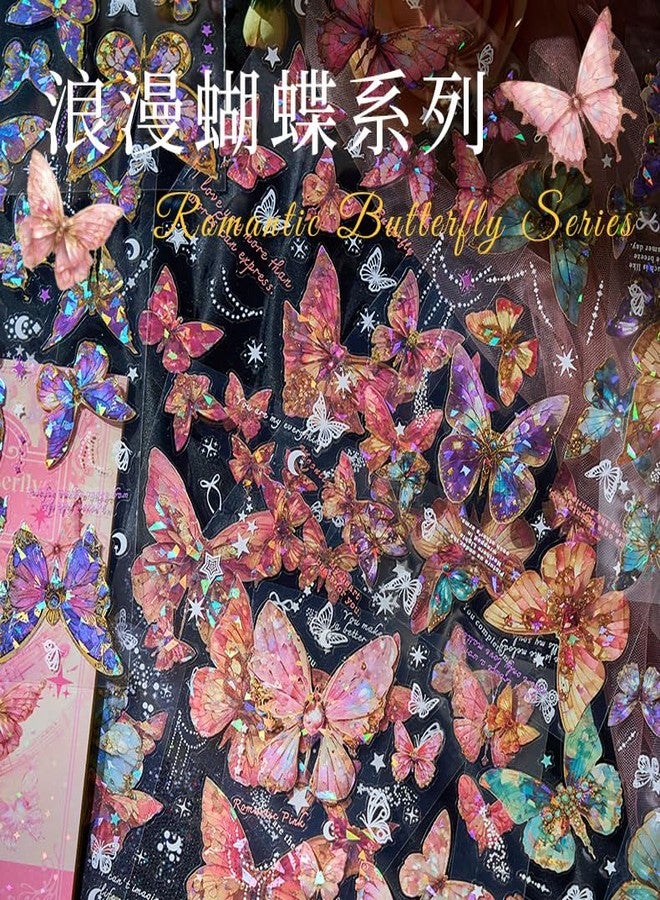 SAMVARDHAN Butterfly Dreams Stickers Book Set - 40Pcs Holographic Butterfly Sticker,Decorative & Aesthetic Glitter Stickers for Journals, Scrapbooking, DIY Crafts, Planners & Gifts, Pack of 2 - Image 4